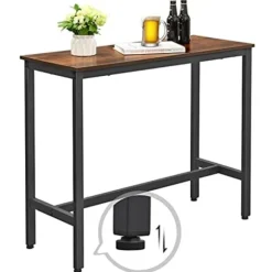Vasagle, lille rektangulært køkkenbord, stålramme, 100 x 40 x 90 cm, rustikbrun og sort