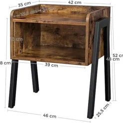 Vasagle sengebord, stabelbart sidebord med åbent rum, natbord, endebord, brun og sort