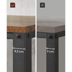 Vasagle sidebord, industrielt endebord, sofabord, med metalram, let at samle, brun og sort