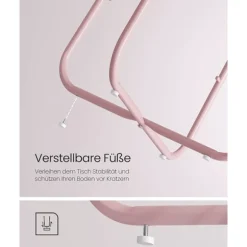 Vasagle sidebord, rundt sidebord med stofkurv, sengebord, pastelrosa/skyhvid
