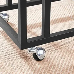Vasagle Sidebord, sofabord med stålram og hjul, rustikbrun og sort