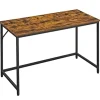 Vasagle Skrivebord, Computerbord, Lille kontorbord, 120 x 60 x 75 cm, Rustik Brun og Sort