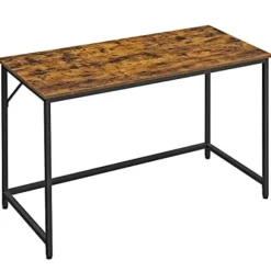 Vasagle Skrivebord, Computerbord, Lille kontorbord, 120 x 60 x 75 cm, Rustik Brun og Sort