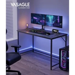 Vasagle skrivebord, lille computerbord, skrivebord, 60 x 120 x 75 cm, metalram, sort