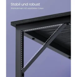 Vasagle skrivebord, lille computerbord, skrivebord, 60 x 120 x 75 cm, metalram, sort