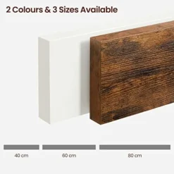 Vasagle svævende hylde, væghylde til fotos, 60 cm, dekorationer, rustik brun