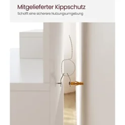 Vasagle toiletbord, sminkbord, forfængelighedsbord med spejl, 1 skuffe, 2 hylder, hvid