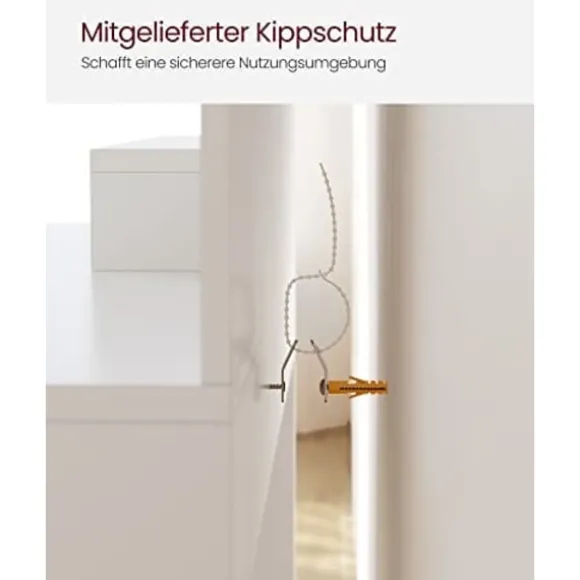Vasagle toiletbord, sminkbord, forfængelighedsbord med spejl, 1 skuffe, 2 hylder, hvid