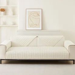 Vaskbare Flannel Sofabetræk, Nye Sofahyndebetræk, L-formet Sofabetræk (Beige Hvid, 70x70cm) Beige