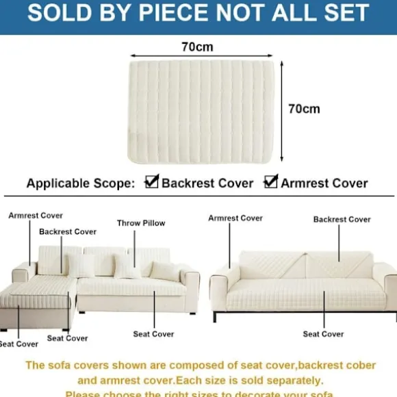 Vaskbare Flannel Sofabetræk, Nye Sofahyndebetræk, L-formet Sofabetræk (Beige Hvid, 70x70cm) Beige