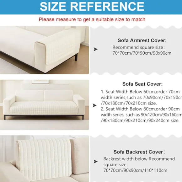 Vaskbare Flannel Sofabetræk, Nye Sofahyndebetræk, L-formet Sofabetræk (Beige Hvid, 70x70cm) Beige