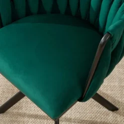 Velour lænestol sæt med 2 med 180° drejefunktion - kraftig ramme, ergonomisk, fløjlsblød Emerald