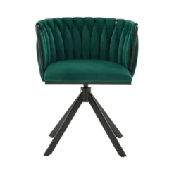 Velour lænestol sæt med 2 med 180° drejefunktion - kraftig ramme, ergonomisk, fløjlsblød Emerald