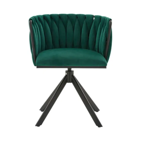 Velour lænestol sæt med 2 med 180° drejefunktion - kraftig ramme, ergonomisk, fløjlsblød Emerald