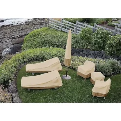 Veranda Vandafvisende Dæksel Stabelbare Have Stole Dæksel Tilbehør Khaki, 25.5l X 33.5d X 45h Tommer