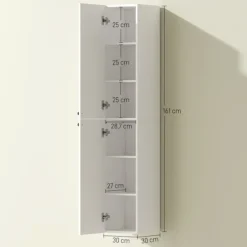 Væghængt Badeværelsesskab, Hvid MDF, 161 cm
