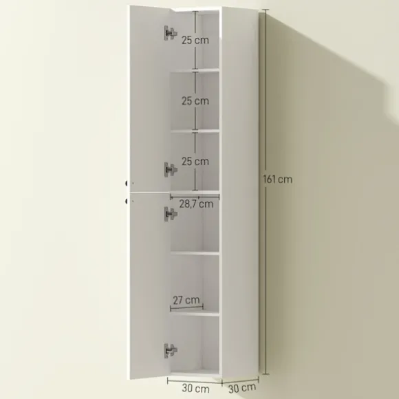 Væghængt Badeværelsesskab, Hvid MDF, 161 cm