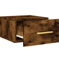 Væghængt natbord - Eksklusivt hjem - Røget eg - Fugtbestandigt ingeniørtræ - 35x35x20 cm Røget eg