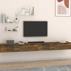Væghængt skab - 2 dele - Røget eg - 102 x 30 x 20 cm - Ingeniørtræ rökt ek