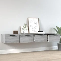 Væghængt skab - Eksklusivt hjem - Sonoma grå - 68x30x20 cm - Ingeniørtræ sonoma grå