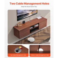 Væghængt TV-Møbel - DUOKU - 152 cm - Multimedie Console - 2 Niveauer - Valnød Valnöt
