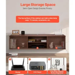 Væghængt TV-Møbel - DUOKU - 152 cm - Multimedie Console - 2 Niveauer - Valnød Valnöt