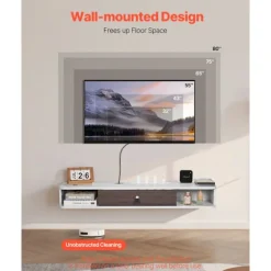 Væghængt TV-møbel - DUOKU - 120 cm - Moderne Multimedia-konsol - Hvid - Moderne Design Vit, Träfärg