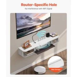 Væghængt TV-møbel - DUOKU - 120 cm - Moderne Multimedia-konsol - Hvid - Moderne Design Vit, Träfärg