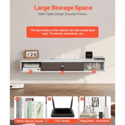 Væghængt TV-møbel - DUOKU - 120 cm - Moderne Multimedia-konsol - Hvid - Moderne Design Vit, Träfärg