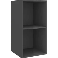 Væghængt TV-møbel - Eksklusiv Hus - Glansgrå - Ingeniørtræ - Sæt af 4 (37x37x72 cm) Glänsande grå