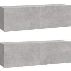 Væghængt TV-møbel - Eksklusiv Hus - Sæt 4 stk - Beton grå - Ingeniørtræ Betonggrå