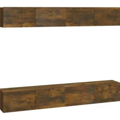 Væghængt TV-møbel - Eksklusiv Hus - 4 stk - røgfyldt eg - 100 x 30 x 30 cm rökt ek