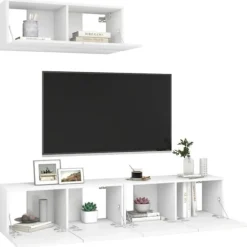Væghængt TV-møbel - Eksklusivt hjem - Mat hvid - Ingeniørtræ - 80 x 30 x 30 cm Matt vit