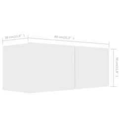 Væghængt TV-møbel - Eksklusivt hjem - Mat hvid - Ingeniørtræ - 80 x 30 x 30 cm Matt vit