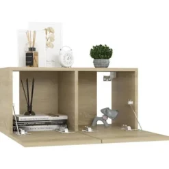 Væghængt TV-møbel - Eksklusivt Hus - Sæt af 4 - Sonoma Eg - 60 x 30 x 30 cm sonoma ek