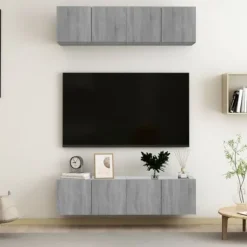 Væghængt TV-møbel - Maison Exclusive - Sonoma grå - Sæt 4 - 60x30x30 cm sonoma grå