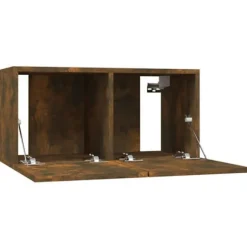 Væghængt TV-møbel - Maison Exclusive (sæt af 4) - røgfyldt eg - ingeniørtræ - 60 x 30 x 30 cm rökt ek