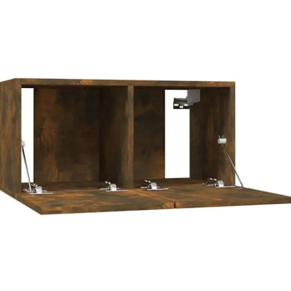 Væghængt TV-møbel - Maison Exclusive (sæt af 4) - røgfyldt eg - ingeniørtræ - 60 x 30 x 30 cm rökt ek