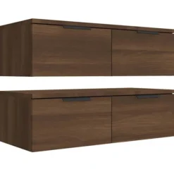 Væghængte skabe - Eksklusivt hjem - 2 stk - Mørk eg - Ingeniørtræ 68x30x20 cm Brun ek