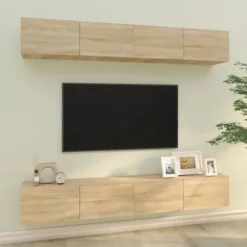 Væghængte TV-møbler - Eksklusivt hjem - Sonoma eg - 4 dele - 100 x 30 x 30 cm sonoma ek