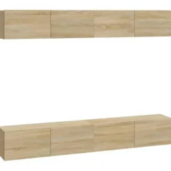 Væghængte TV-møbler - Eksklusivt hjem - Sonoma eg - 4 dele - 100 x 30 x 30 cm sonoma ek