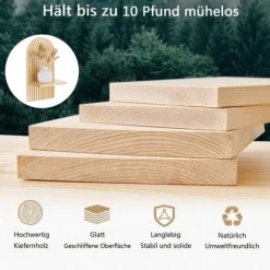 Væghylde 2-pak – Boheme vægdekoration i træ med skruebeslag, perfekt til køkken, badeværelse, stue og soveværelse