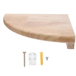 Vægmonterede hjørnehylder i træ, pladsbesparende reol til køkken, badeværelse, kontor, 23 cm, egetræ, praktisk design, 1 stk.
