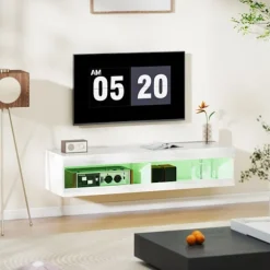 Vægmonteret TV-bord med RGB LED til 55-60 tommer TV