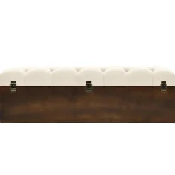 vidaXL Opbevaringsbænk 110 cm cremefarvet massivt grantræ og stof Creme 15000