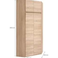 Vinkelskab - Sonoma eg dekoration - 4 døre - B 80,5 cm - ACADEMICA Sonoma ekdekor