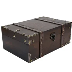 Vintage Træ Opbevaringsboks Dekorativ Skat Smykkeskrin Med Lås Boligindretning6282?2302