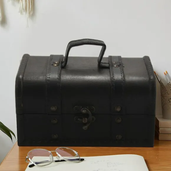 Vintage Trækiste Opbevaringsboks Antik Stil Kjole Organizer Spænde Boks