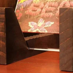 Vinyl pladeskab med stor kapacitet, akryl ende-display stativ, træ LP vinyl plade desktop stativ