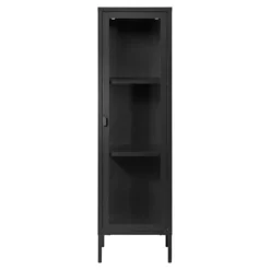 Vitrine 1 dør glaspanel sort stål 40 x 35 x 140 cm Svart